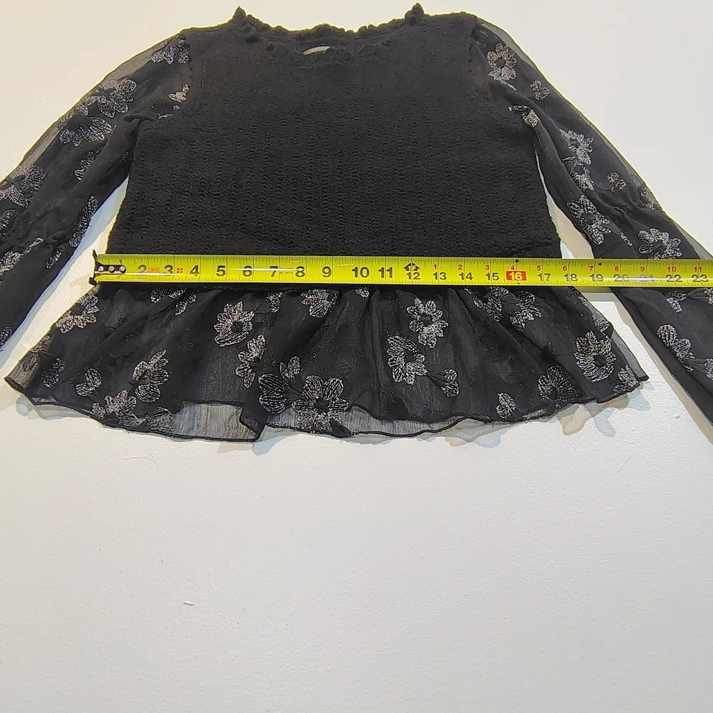 Anthropologie Sweater Womens Small Black Layered Sheer Floral Whimsygoth Boho ,S - Picture 3 of 13